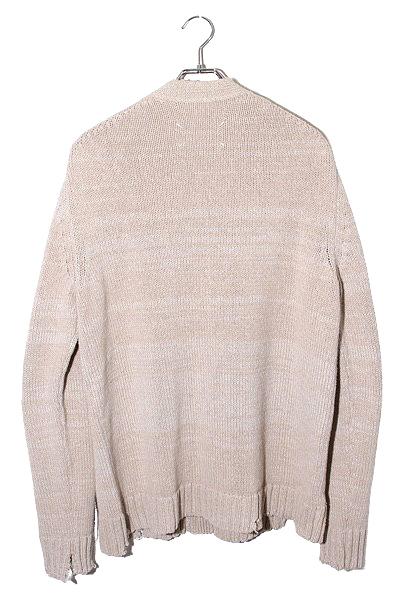 【中古】2022AW Maison Margiela 10 メゾンマルジェラ デストロイ ダメージ加工 ニット カーディガン S BEIGE