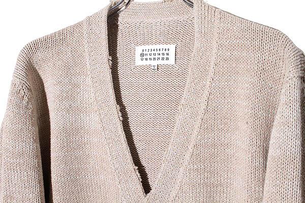 【中古】2022AW Maison Margiela 10 メゾンマルジェラ デストロイ ダメージ加工 ニット カーディガン S BEIGE