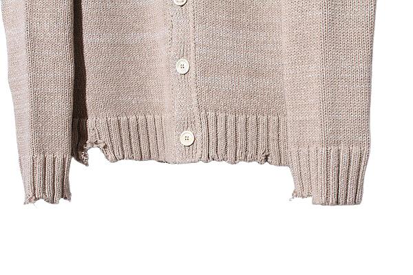 【中古】2022AW Maison Margiela 10 メゾンマルジェラ デストロイ ダメージ加工 ニット カーディガン S BEIGE