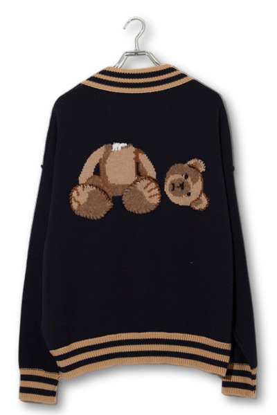 【中古】PALM ANGELS ベア・インターシャ・ニット・カーディガン S Navy ネイビー PMHB006F21KNI001 /● メンズ_1