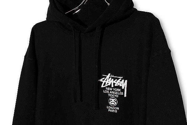 【中古】STUSSY ステューシー World Tour pullover Hoodie ワールドツアー プルオーバー パーカー XL BLACK ブラック_2
