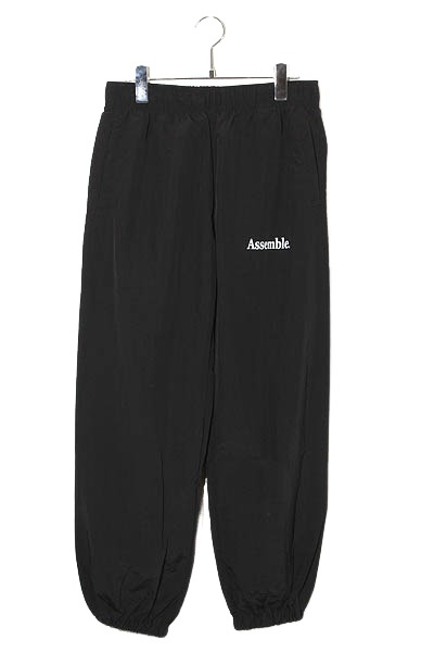 【中古】Assemble アッセンブル Basic embroidery logo nylon pants ロゴ ナイロン イージーパンツ S BLACK ブラック