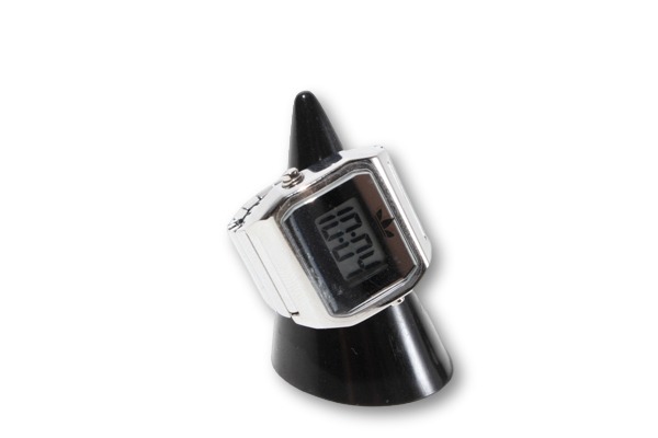 【中古】0号〜 未使用品 adidas originals DIGITAL TWO RING WATCH Silver シルバー AOST26037 /● メンズ