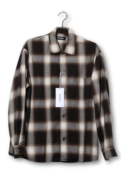 【中古】ROTTWEILER ロットワイラー R9 OMBRE OPENCOLLAR SHIRT オンブレオープンカラーシャツ S BLACK ブラック