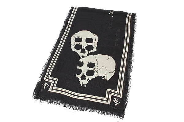 【中古】 KAPTAL キャピタル Scarves WABI SABI Rain Skull Stole レイン スカル ストール BLACK ブラック /●