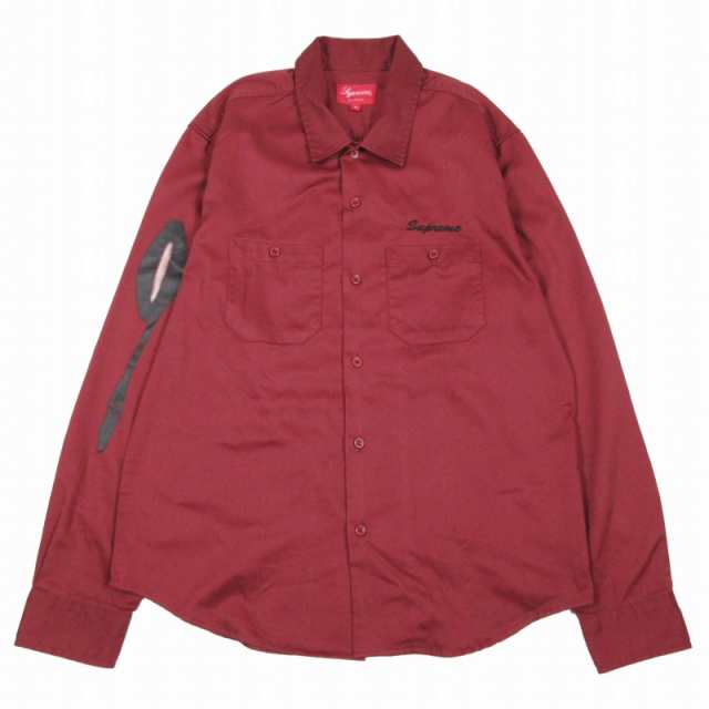 中古】美品 18AW シュプリーム SUPREME Rose L/S Work Shirt ローズ