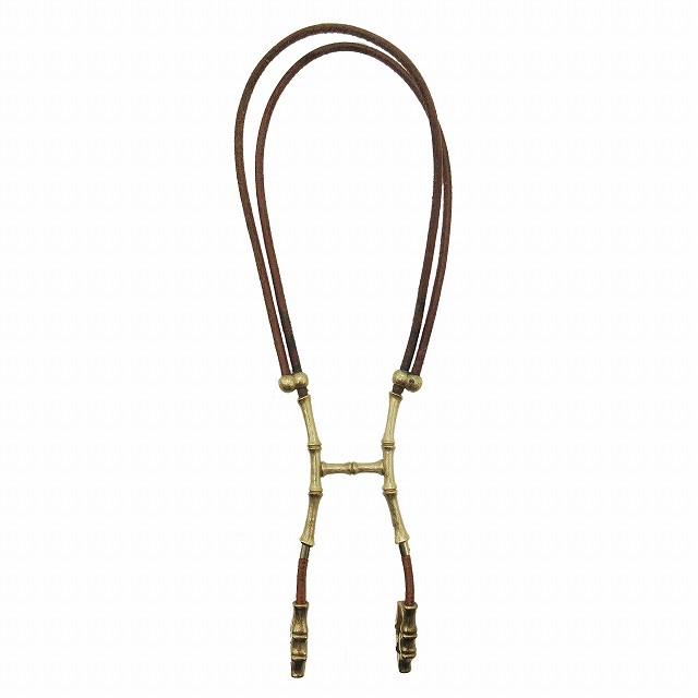 【中古】エルメス HERMES BAMBOU halter necklace バンブー ホルター ネックレス チョーカー ペンダント  レザーHE6｜au PAY マーケット