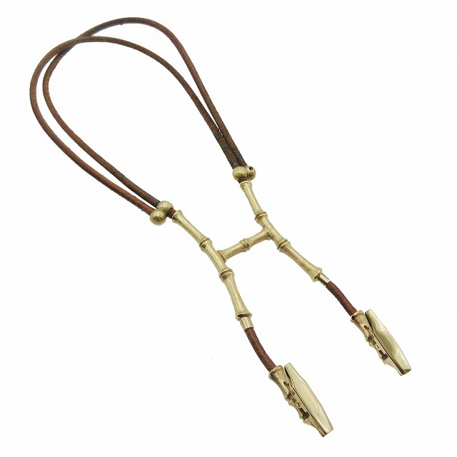 【中古】エルメス HERMES BAMBOU halter necklace バンブー ホルター ネックレス チョーカー ペンダント  レザーHE6｜au PAY マーケット