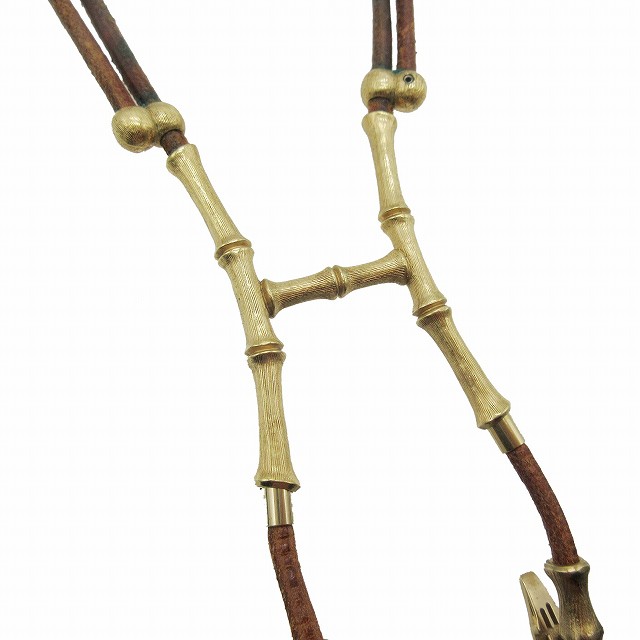 【中古】エルメス HERMES BAMBOU halter necklace バンブー ホルター ネックレス チョーカー ペンダント  レザーHE6｜au PAY マーケット