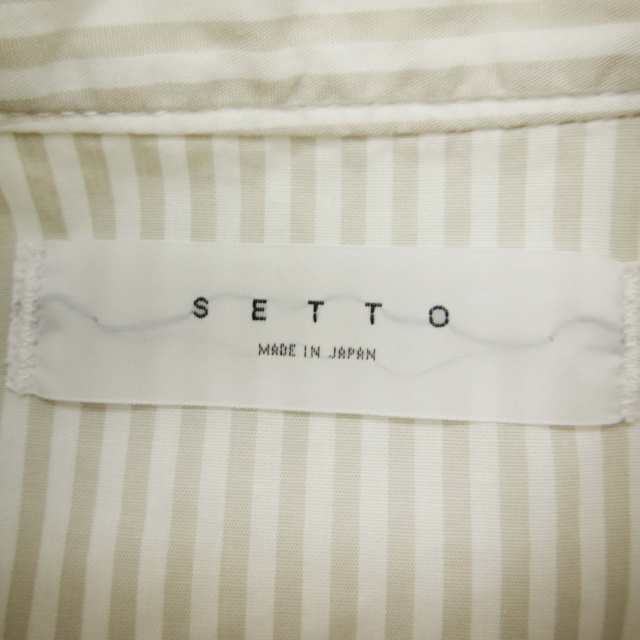 美品 日本製 SETTO ストライプ オッカケシャツ 長袖 バンドカラー-