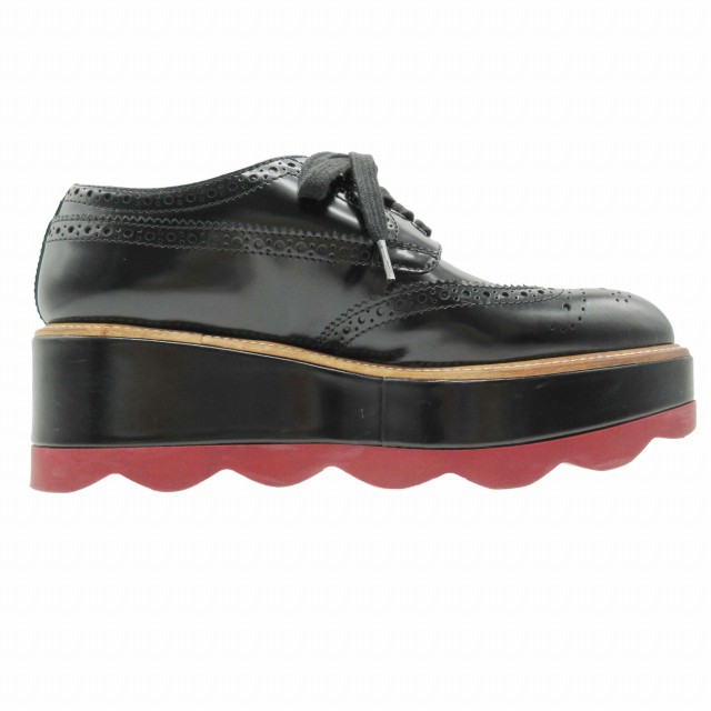 【中古】16AW プラダ PRADA レザー ウイングチップ プラットフォーム シューズ 厚底 ウェーブソール HE7｜au PAY マーケット