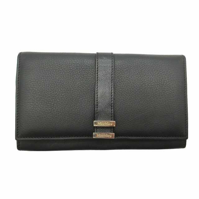 中古】美品 マックスマーラ MAX MARA レザー 二つ折り 長財布 ロゴ