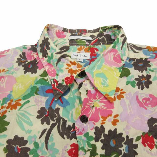 中古】ポールスミス PAUL SMITH 花柄 総柄 シャツ 長袖 バラ 薔薇