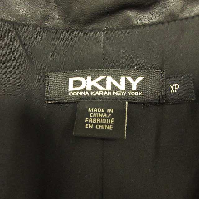 中古】ダナキャランニューヨーク DKNY ラムレザー リブ ニット 切替