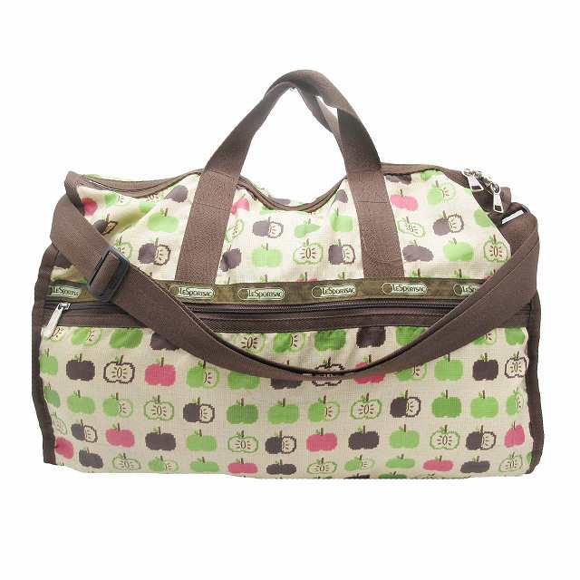 中古】美品 レスポートサック LesportSAC リンゴ 総柄 2WAY ナイロン