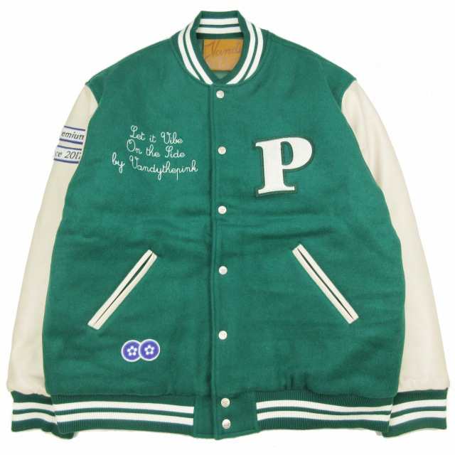 70cm着丈Vandy The Pink Varsity Jacket パセリ スタジャン - ブルゾン