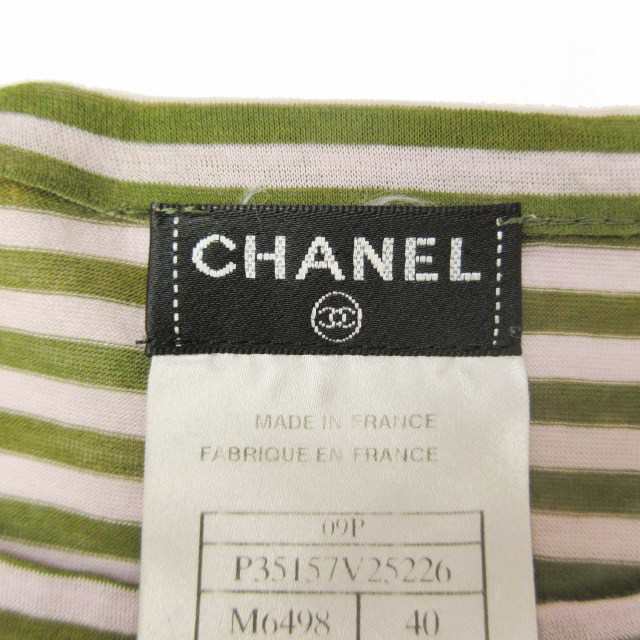 中古】09SS シャネル CHANEL ココマーク リボン ボーダー Tシャツ