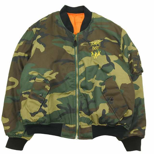 【中古】TOMMY BOY MUSIC FOSTEX GARMENTS MA-1 CAMO ロゴ 刺繍 フライト ボンバー ジャケット｜au PAY  マーケット