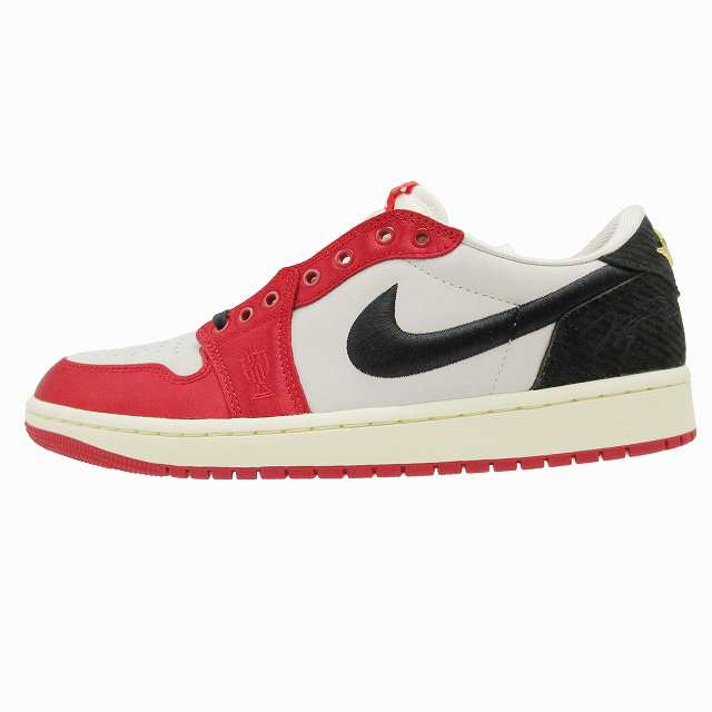 【中古】未使用品 NIKE × Trophy Room Air Jordan 1 Low OG SP Away Sail and Varsity Red スニーカー FN0432-100