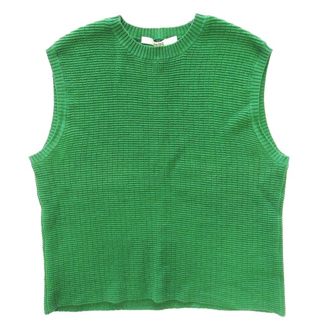 【中古】美品 23ss pelleq ペレック ニット ベスト カットソー コットン リネン ラミー 無地 36 S 緑 レディース の通販は 8,855円