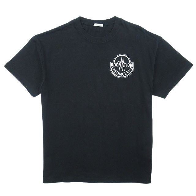 【中古】23aw モンクレール ジーニアス MONCLER GENIUS × ROC NATION DESIGNED BY JAY-Z ロゴプリント Tシャツ XL 黒