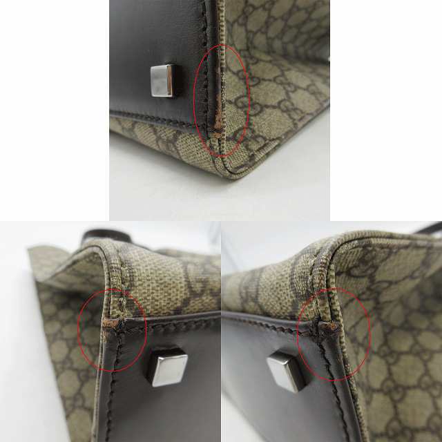 【中古】グッチ GUCCI GGスプリーム PVC レザー ハンドル トート ハンド バッグ 総柄 GG柄 91249