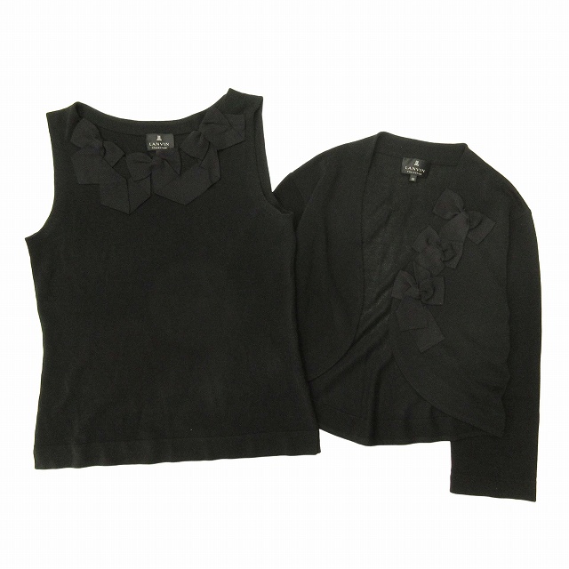 【中古】美品 ランバンコレクション LANVIN COLLECTION ベスト カーディガン アンサンブル ニット セットアップの通販は