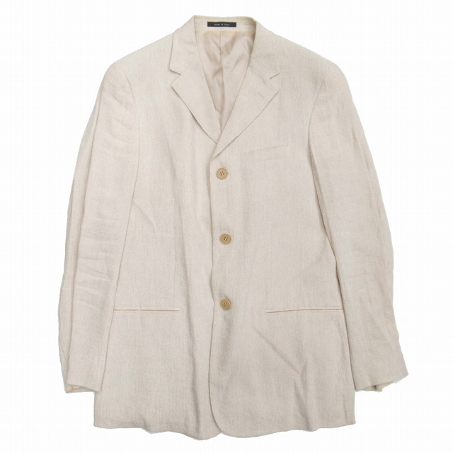 【中古】2003年製 エンポリオアルマーニ リネン混 テーラードジャケット シングル 3釦 背抜き裏地 飾り切羽 ブレザーの通販は 7,395円