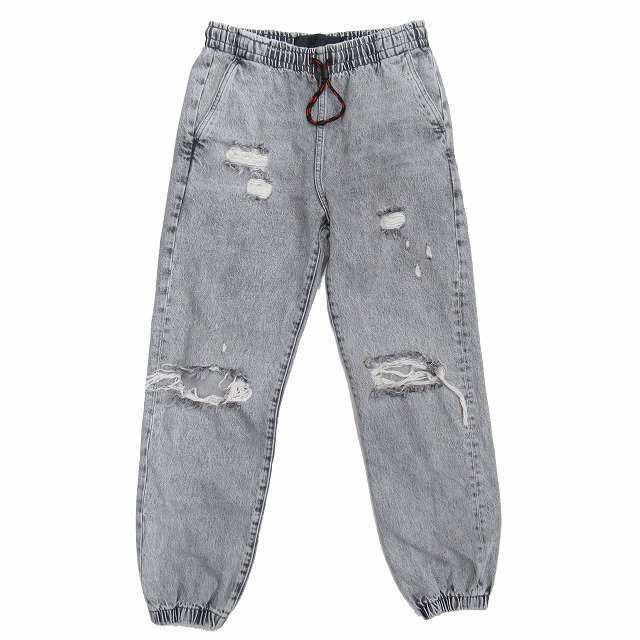 【中古】美品 アレキサンダーワン JOGGER JEANS クラッシュ ブラックデニム ジョガー ジーンズ パンツ ジーパン