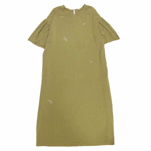 【中古】美品 19SS ミナペルホネン mina perhonen choucho エンブロイダリー Tシャツ ワンピース 半袖 xs8305の通販は
