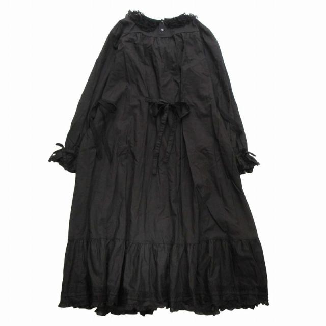 PINK HOUSE　ピンクハウス　黒のノースリーブフリルワンピース PINK HOUSE ピンクハウス 黒のノースリーブフリルワンピース