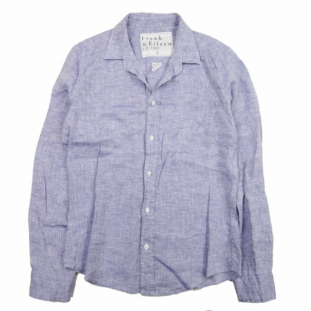 【中古】美品 フランク&アイリーン Frank&Eileen BARRY リネン100％ オープンカラー シャツ 長袖 開襟 ブラウスの通販は