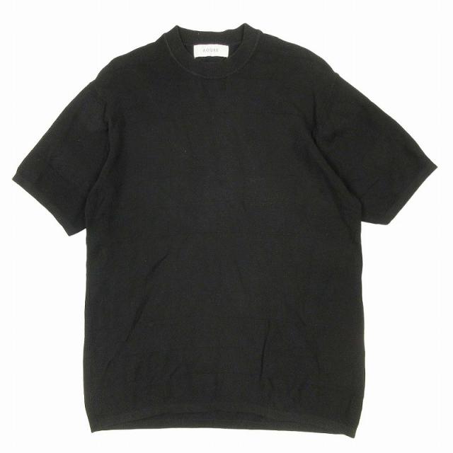 【中古】美品 アウール AOURE ボーダー編み ニット トップス カットソー 半袖 クルーネック コットン サイズLの通販は 6,160円