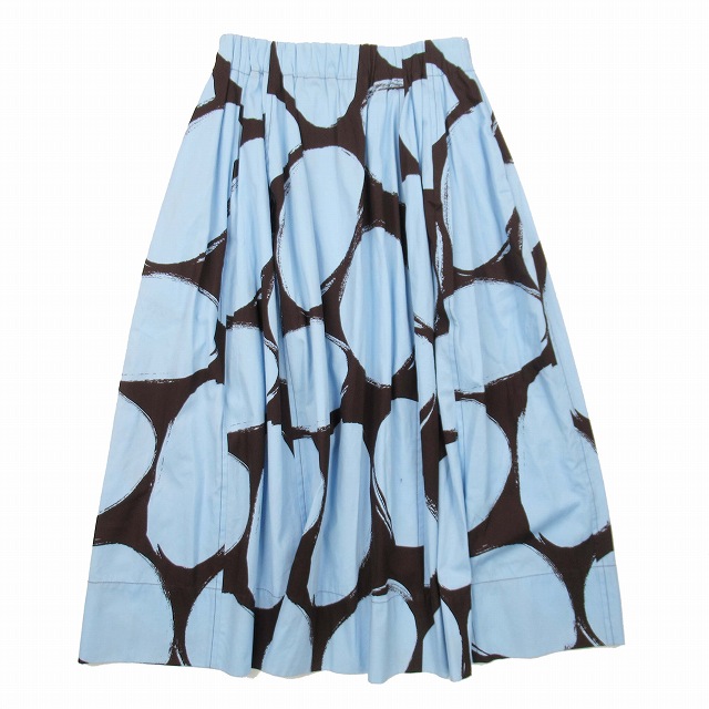 【中古】20aw マルニ MARNI ペイント風ドット ミモレスカート イージーウエスト 大水玉 総柄 コットン素材 38の通販は