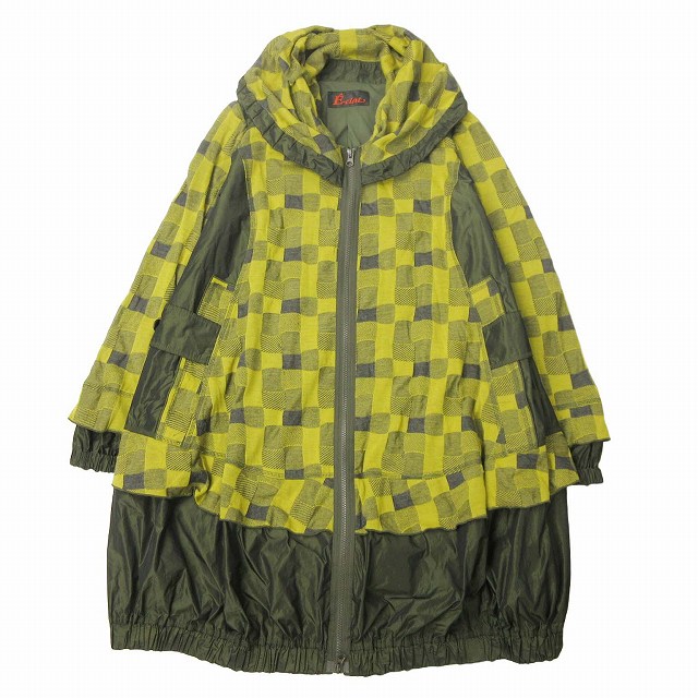 【中古】イークラット エターナリーブレイズ E-clat ジャガード チェック × タフタ 切替 ドッキング ジャケットの通販は 12,675円