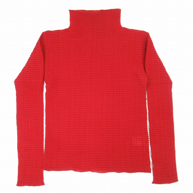 ISSEI MIYAKE 赤　ハイネック長袖 ISSEI MIYAKE 赤ハイネック長袖