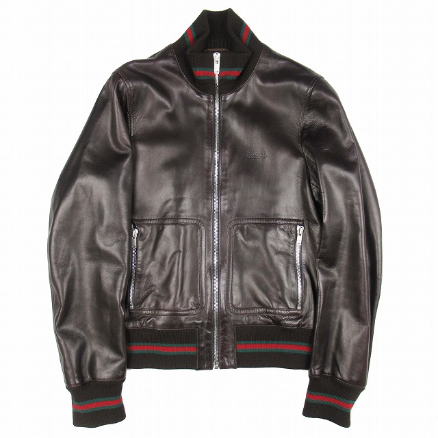 【中古】美品 vintage 90s 00s グッチ GUCCI by TOM FORD トムフォード期 シェリーラインリブ ラム ブルゾン 羊革