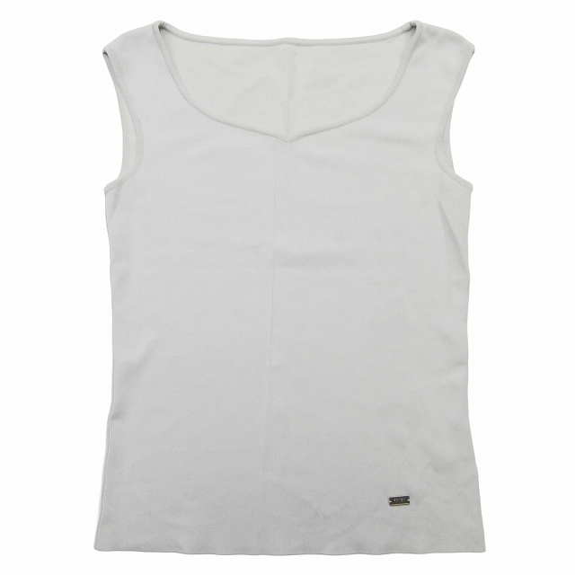 【中古】美品 2018年 フォクシー FOXEY Knit Top Citron ノースリーブ ニット トップ シトロン Vネックの通販は