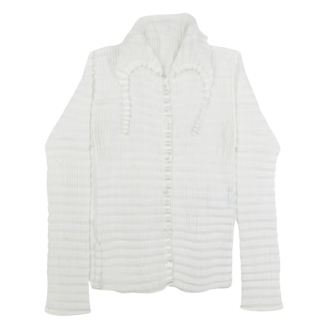 【中古】vintage 98ss イッセイミヤケ ボックスプリーツ加工 シャツジャケット 羽織 長袖 シアー素材 シフォンの通販は