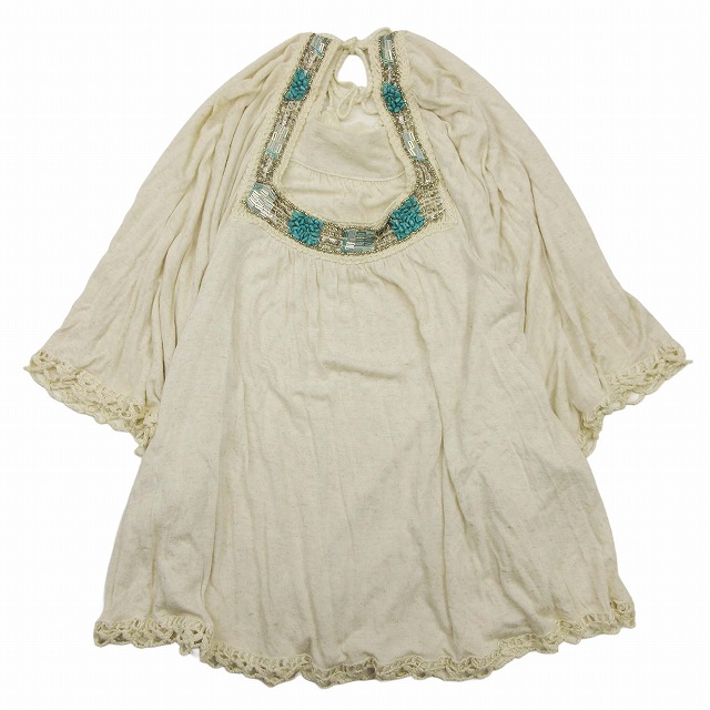 【中古】美品 グレースコンチネンタル GRACE CONTINENTAL エスニック調 ストーン ビーズ 装飾 ニット チュニック 長袖の通販は 5,040円