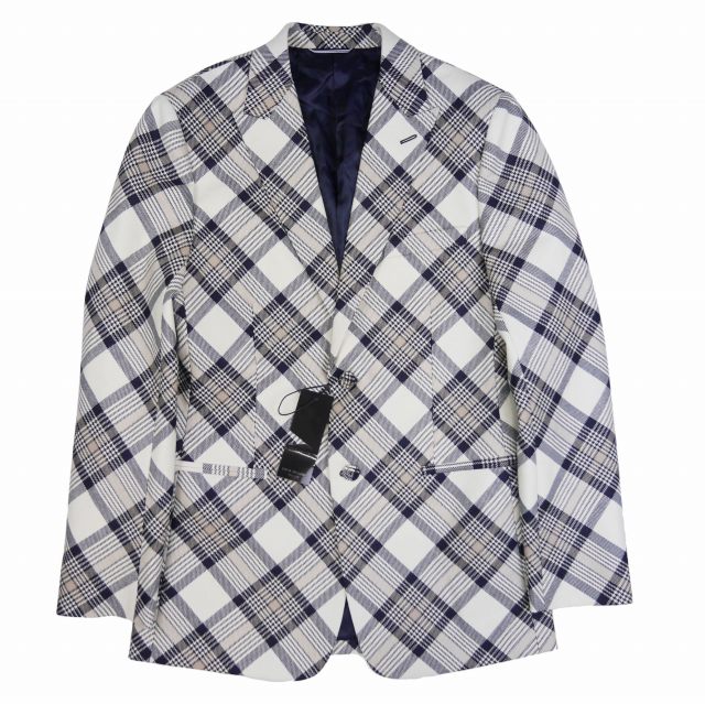 【中古】未使用品 22aw ディオールオム バイアスチェック テーラードジャケット シングル 2釦 ピークドラペル/YM12 の通販は