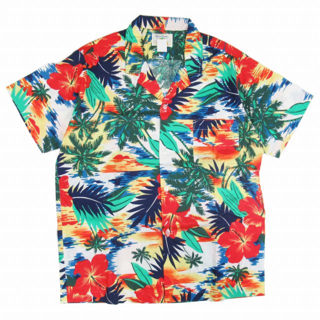【中古】トロピカルエッセンス Tropical Essence ハワイ製 アロハシャツ コットン100％ ハワイアンシャツ サンセットの通販は