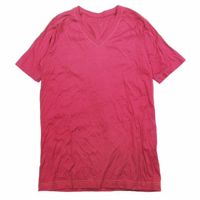 【中古】美品 エーケーエム AKM LUXE163AKMBB ハート ロゴ 刺繍 Tシャツ 半袖 Vネック ストレッチ コットンの通販は