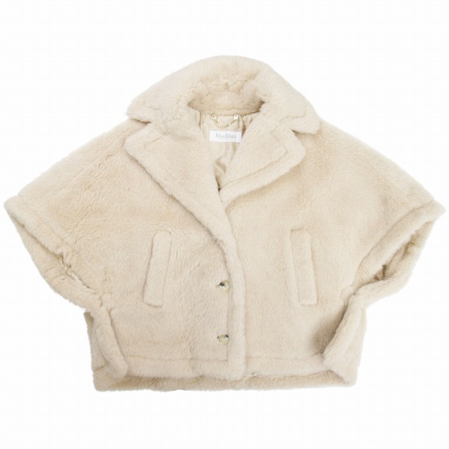 【中古】極美品 白タグ マックスマーラ MAX MARA "テベ" テディベア ケープ アルパカウール ポンチョ コート/EK1 の通販は
