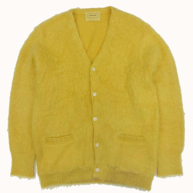 【中古】美品 セブンバイセブン モヘア混 シャギー カーディガン セーター 長袖 ウール M 黄 イエロー メンズ/■X91 の通販は