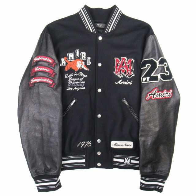 【中古】美品 23aw アミリ AMIRI TIGER VARSITY JACKET ヴァーシティジャケット バーシティ スタジャン X-LARGE 黒の通販は