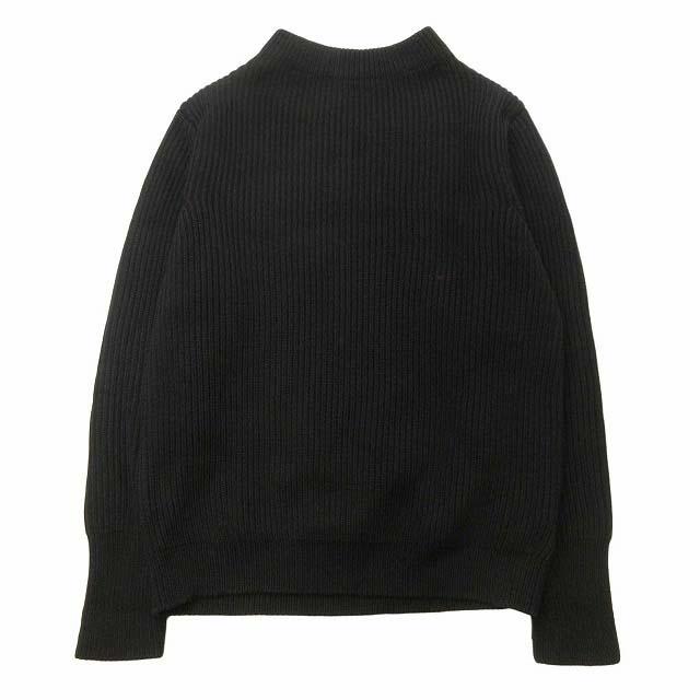 美品 伊製 アンデルセンアンデルセン 5G 肉厚 メリノ ニット セーター 黒 アンデルセンアンデルセン 5G ネイビー ニット クルーネック レディース XS