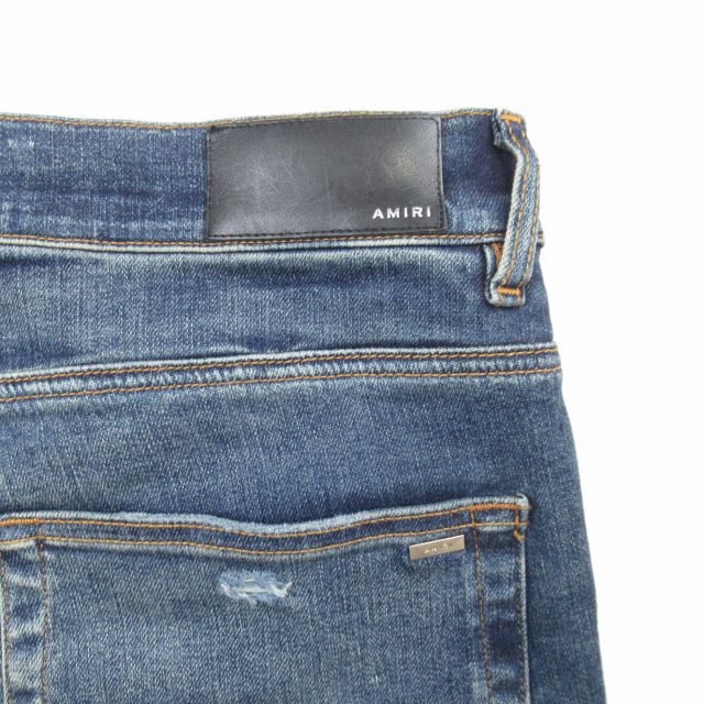 中古】美品 アミリ AMIRI MX1 スキニーデニム 蛇腹 レザー