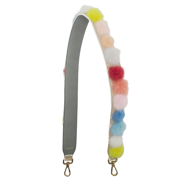 【中古】美品 フェンディ FENDI ストラップユー ロング レザー ファー ショルダーストラップ バッグストラップ YM3