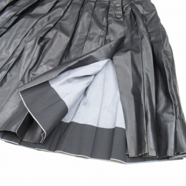 ADORE アドーア フェイク レザー プリーツスカート 黒 ブラック ADORE 素材切替ロングスカート フェイクレザー プリーツ ブラック 38